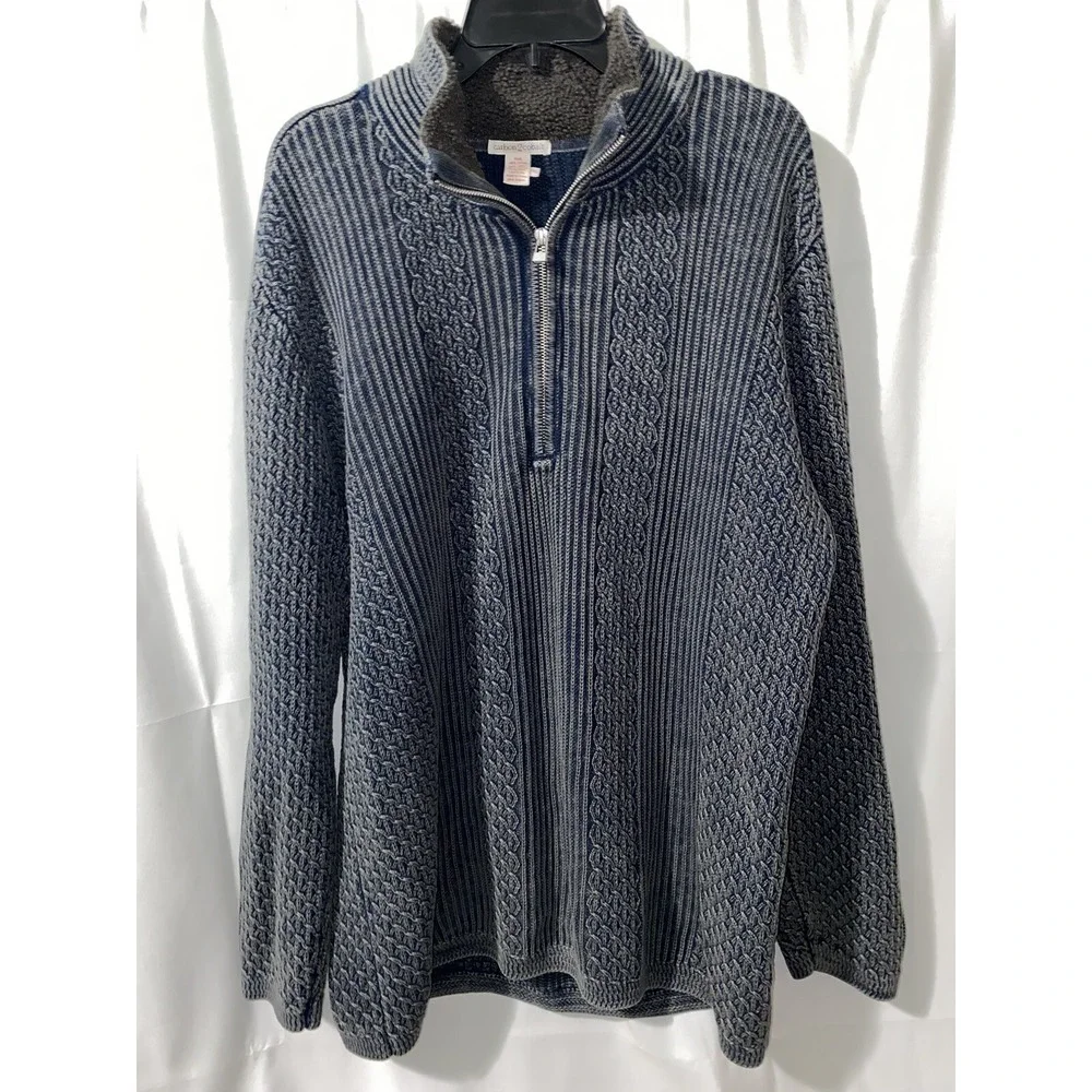 Carbon 2 Cobalt 1/4 Zip Textured‎ Sweater Mens XL Long Sleeve Mock Neck
